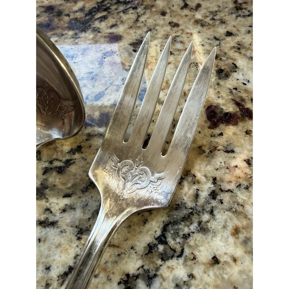 1929 Lady Doris Princess Silver Plate Gravy Ladle Meat Fork Antique WM Rogers